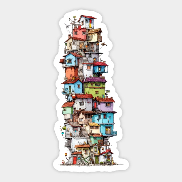 Little Beautiful Houses Cramped Sticker by enyeniarts